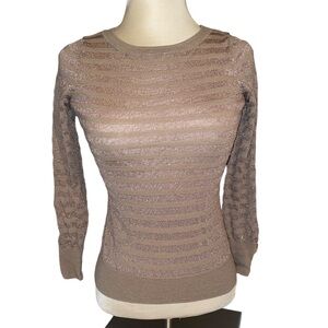 Talbots sweater shiny stripes long sleeve pure Italian Merino size XS petite